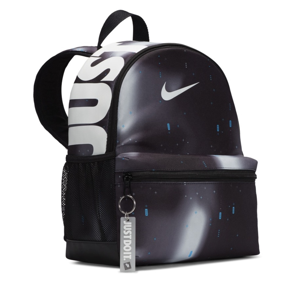 Nike Brasilia Just Do It Mini Backpack School Small Black Gray Galaxy NWT